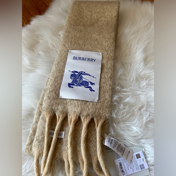 BURBERRY AUTHENTIC WOOL MOHAIR SCARF NARROW - Picture 4 of 5